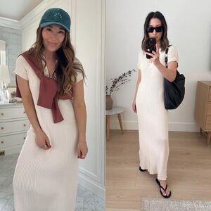 VARLEY Aria Knit Ivory Midi Dress XS